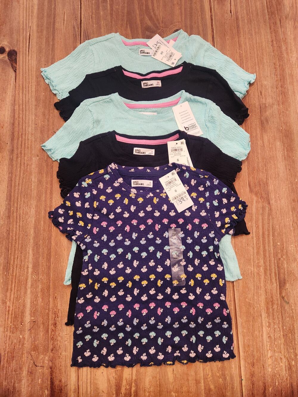 NWT Girl's Epic Threads T-Shirt Bundle Twins Triplets Multicolor 6
